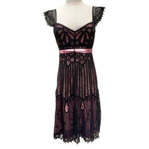 Betsey Johnson Y2K VINTAGE Black and Pink Lace Dress NWT